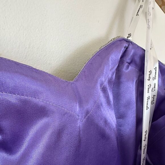 Party Time Formals Women’s Purple Iridescent All over Beaded Bodice Tulle Mini D - Picture 14 of 16